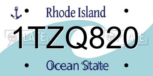 1TZQ820 Rhode Island License Plate