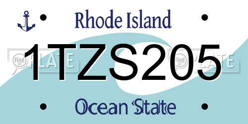 1TZS205 Rhode Island License Plate