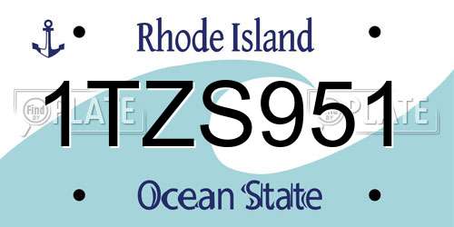 1TZS951 Rhode Island License Plate