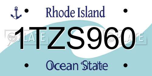 1TZS960 Rhode Island License Plate