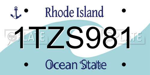 1TZS981 Rhode Island License Plate