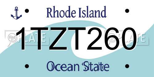1TZT260 Rhode Island License Plate