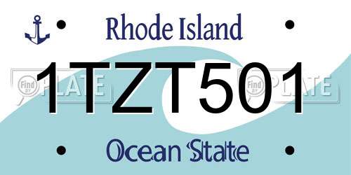 1TZT501 Rhode Island License Plate