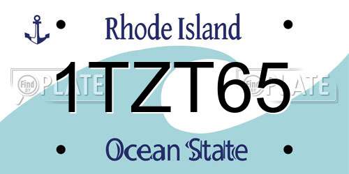 1TZT65 Rhode Island License Plate