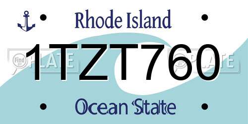 1TZT760 Rhode Island License Plate