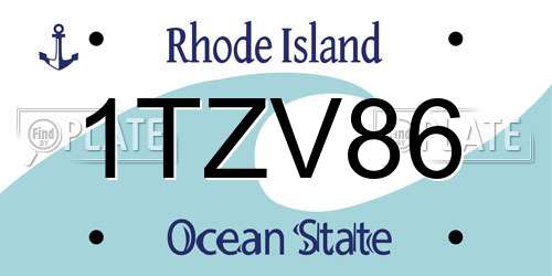 1TZV86 Rhode Island License Plate