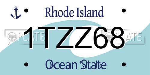1TZZ68 Rhode Island License Plate