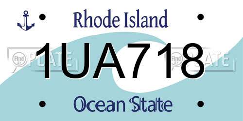 1UA718 Rhode Island License Plate
