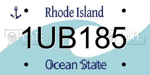 1UB185 Rhode Island License Plate