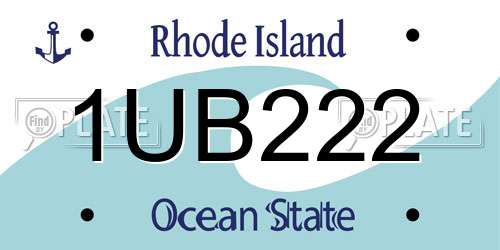 1UB222 Rhode Island License Plate