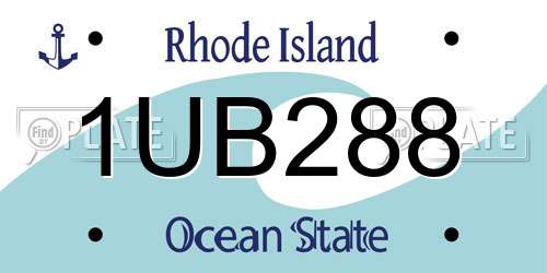 1UB288 Rhode Island License Plate