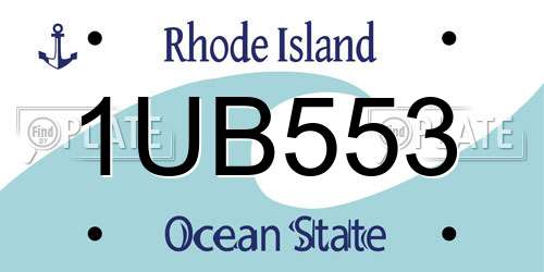 1UB553 Rhode Island License Plate