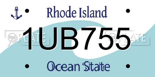 1UB755 Rhode Island License Plate