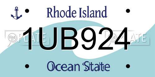 1UB924 Rhode Island License Plate