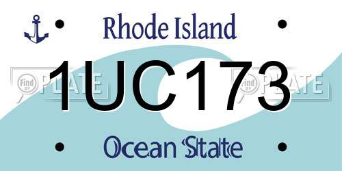 1UC173 Rhode Island License Plate