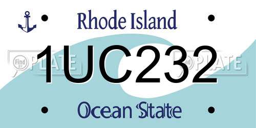 1UC232 Rhode Island License Plate