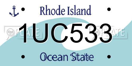 1UC533 Rhode Island License Plate