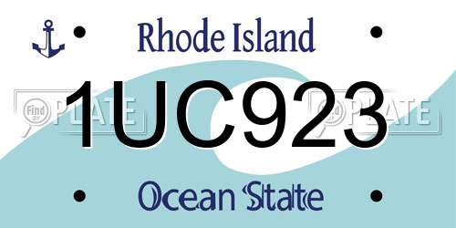 1UC923 Rhode Island License Plate