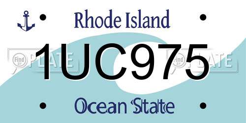 1UC975 Rhode Island License Plate