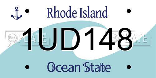 1UD148 Rhode Island License Plate