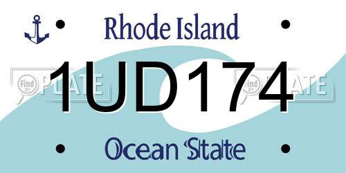1UD174 Rhode Island License Plate