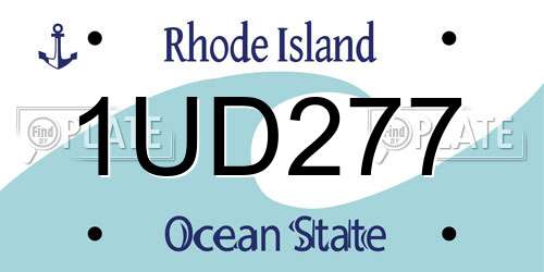1UD277 Rhode Island License Plate