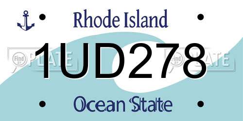 1UD278 Rhode Island License Plate