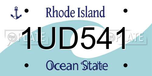 1UD541 Rhode Island License Plate