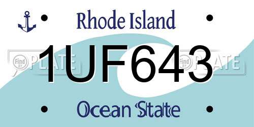 1UF643 Rhode Island License Plate