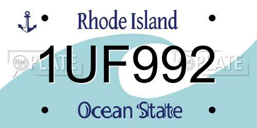 1UF992 Rhode Island License Plate