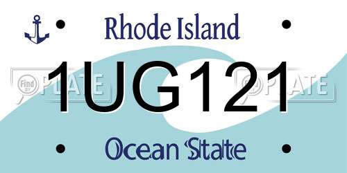 1UG121 Rhode Island License Plate