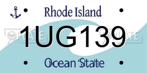 1UG139 Rhode Island License Plate