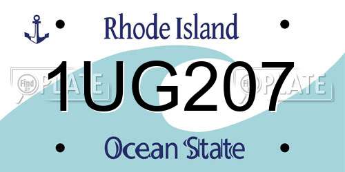 1UG207 Rhode Island License Plate