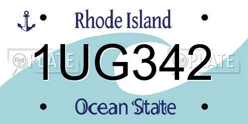 1UG342 Rhode Island License Plate