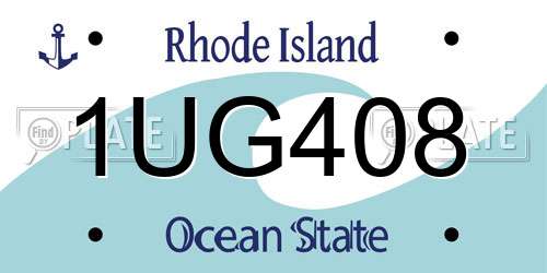 1UG408 Rhode Island License Plate