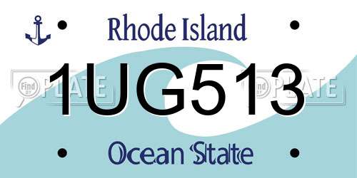 1UG513 Rhode Island License Plate