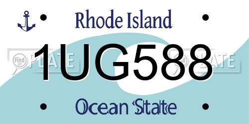 1UG588 Rhode Island License Plate