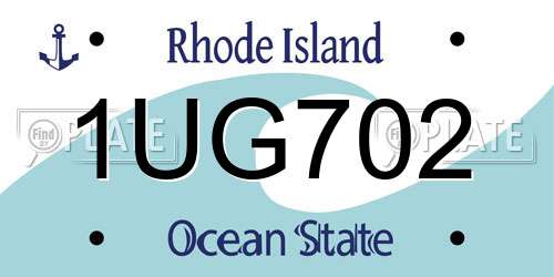 1UG702 Rhode Island License Plate
