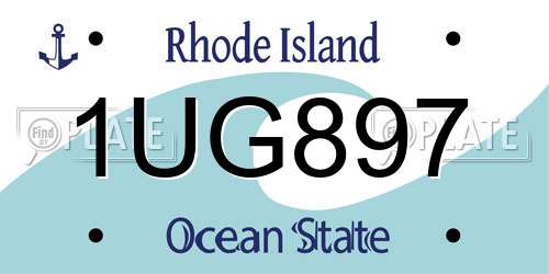 1UG897 Rhode Island License Plate