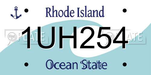 1UH254 Rhode Island License Plate