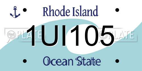 1UI105 Rhode Island License Plate