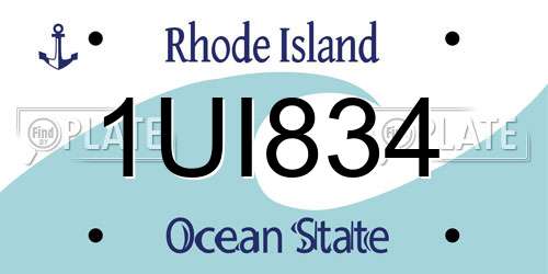 1UI834 Rhode Island License Plate