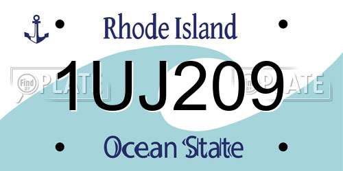 1UJ209 Rhode Island License Plate