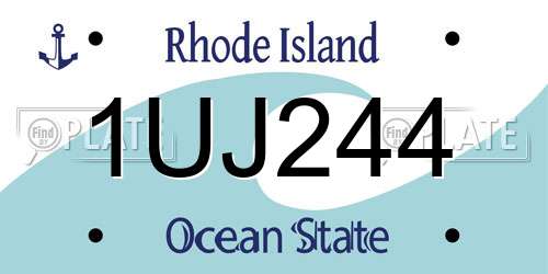 1UJ244 Rhode Island License Plate