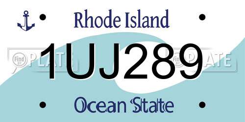 1UJ289 Rhode Island License Plate