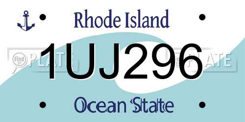1UJ296 Rhode Island License Plate