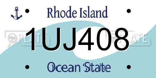 1UJ408 Rhode Island License Plate