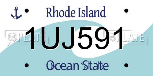 1UJ591 Rhode Island License Plate