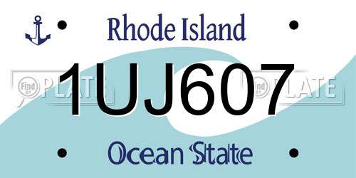 1UJ607 Rhode Island License Plate