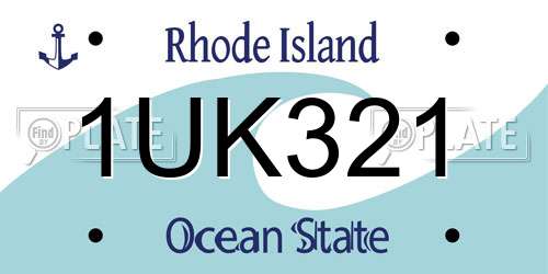 1UK321 Rhode Island License Plate